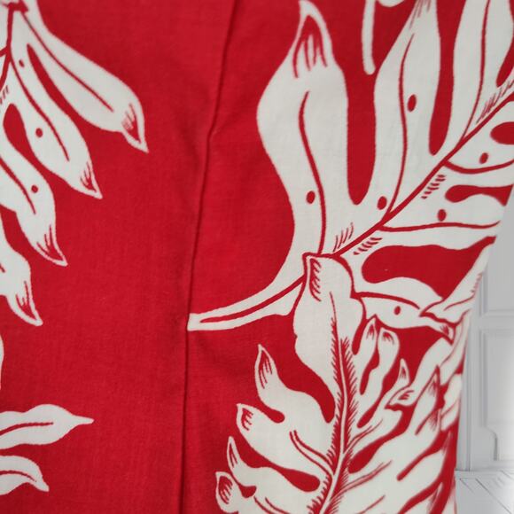 Vintage Royal Creations Red Leaf Hawaiian Maxi Dress Sleeveless Slit USA Size M - Picture 9 of 16